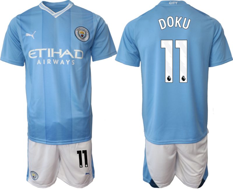 Men 2023-2024 Club Manchester City home Light blue #11 Soccer Jersey->manchester city jersey->Soccer Club Jersey